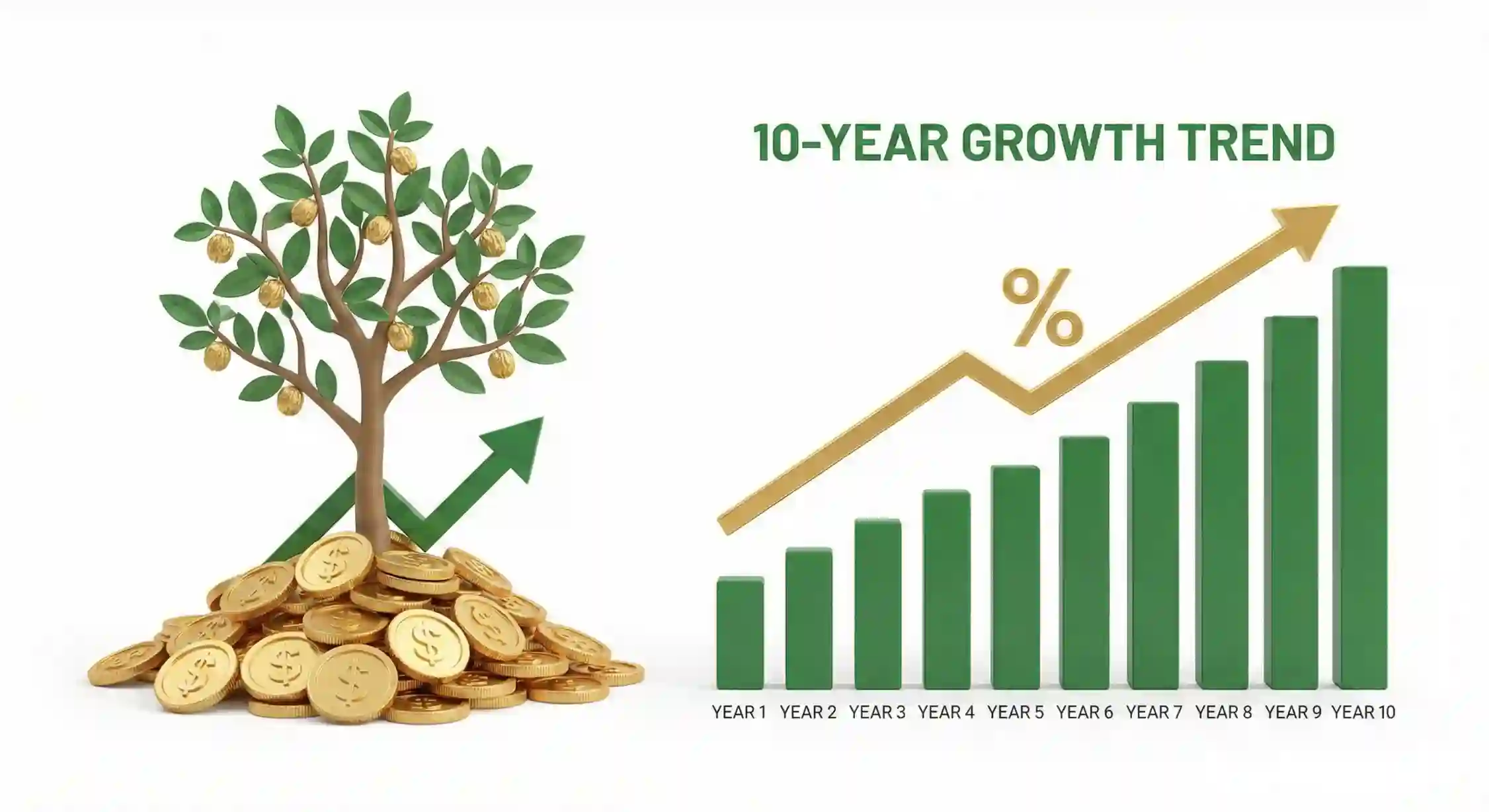 نمودار صعودی سود دهی درخت گردو در بازه ده ساله.